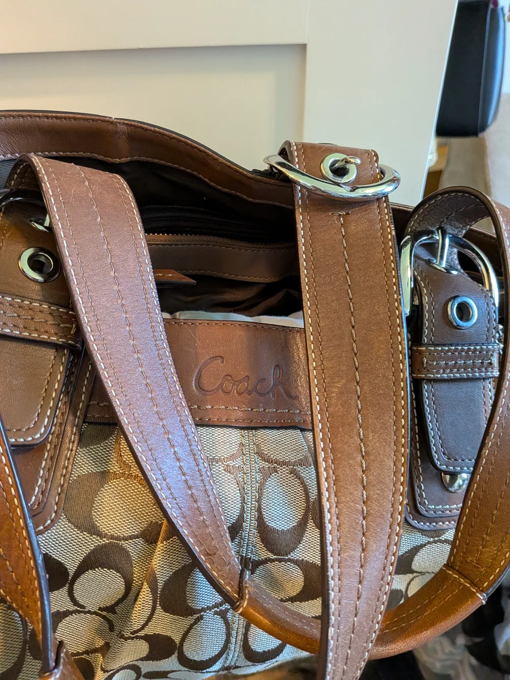 Coach Vintage Soho Pleated Signature Tote With Signature C Jacquard - Picture 5 of 8